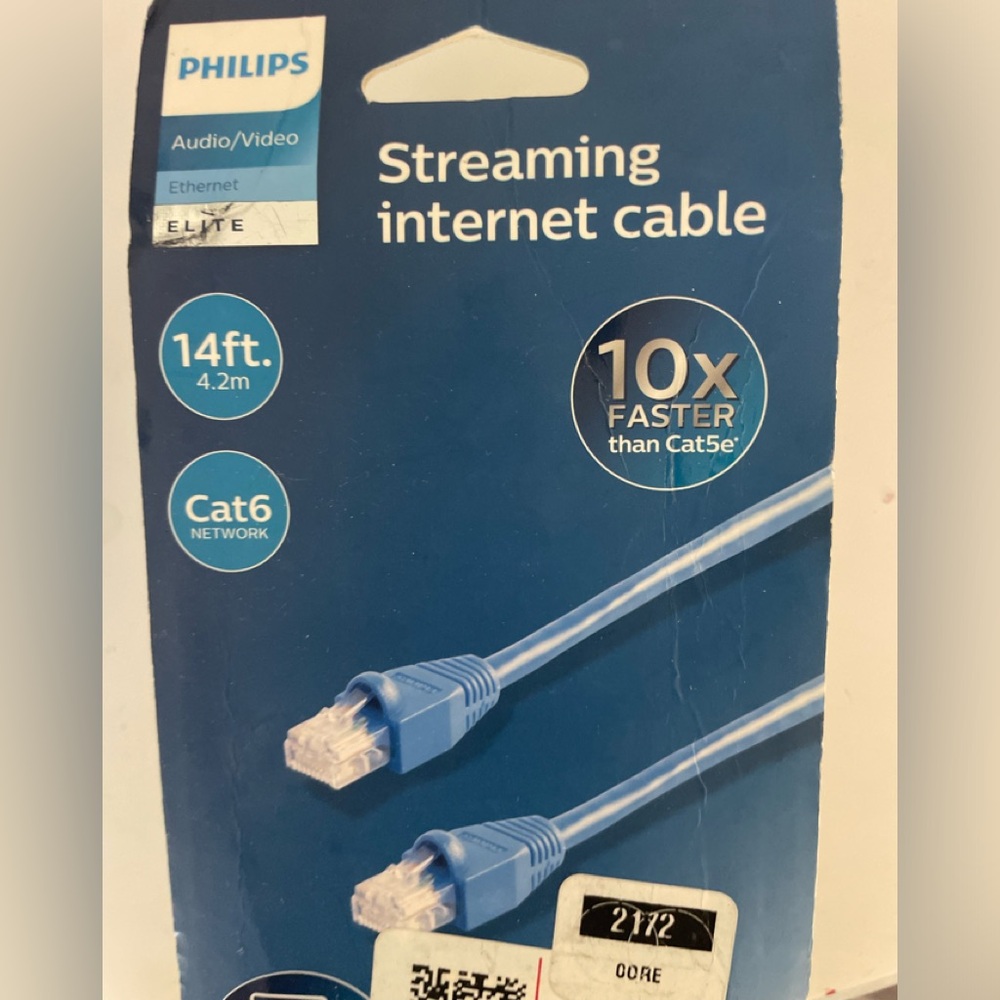Philips Blue Cat6 Internet  14 feet Cable